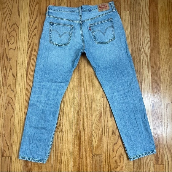 LEVI’S 501 Button Fly Denim Blue Jeans Destroyed Distressed Patch 33” W x 27” L - Picture 13 of 16